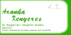 aranka kenyeres business card